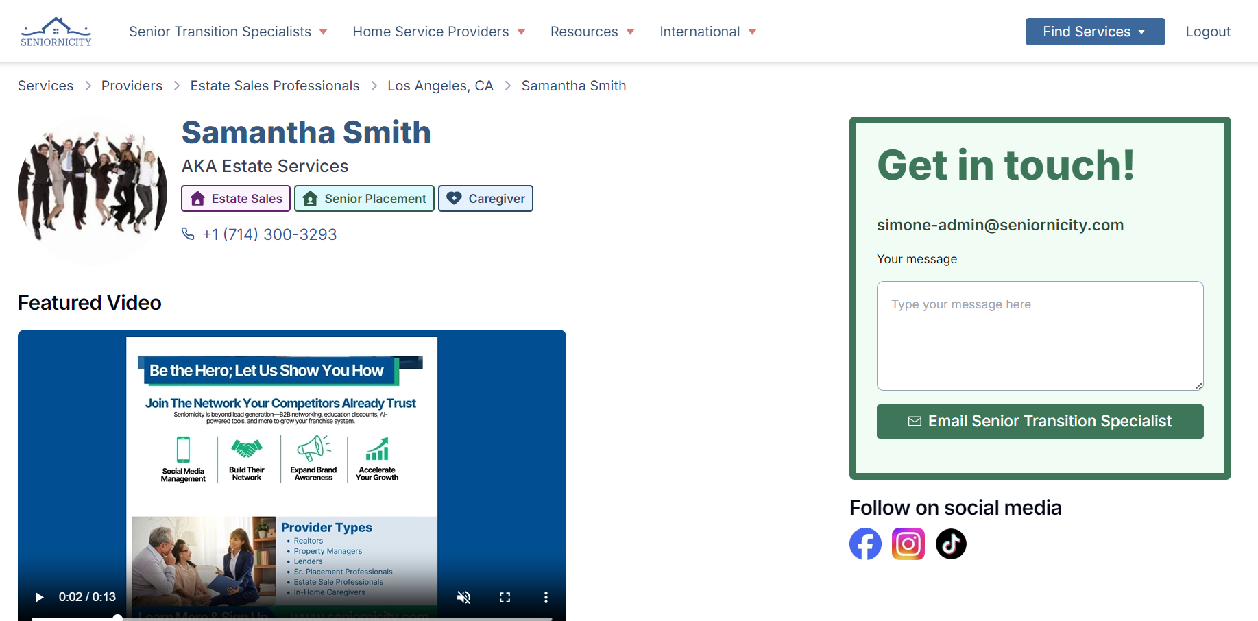 profile page complete with video